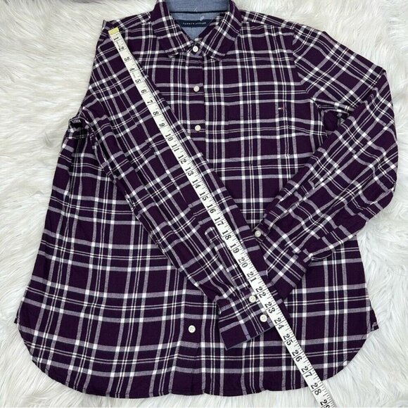 Tommy Hilfiger Women's Purple Y2K Plaid Casual Flannel Button Down Shirt S/C41 - Picture 12 of 12